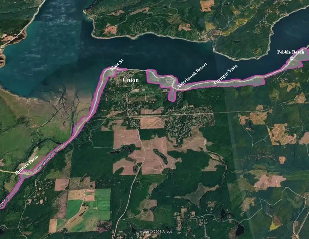 Map of Union Washington fiber to the home construction project.